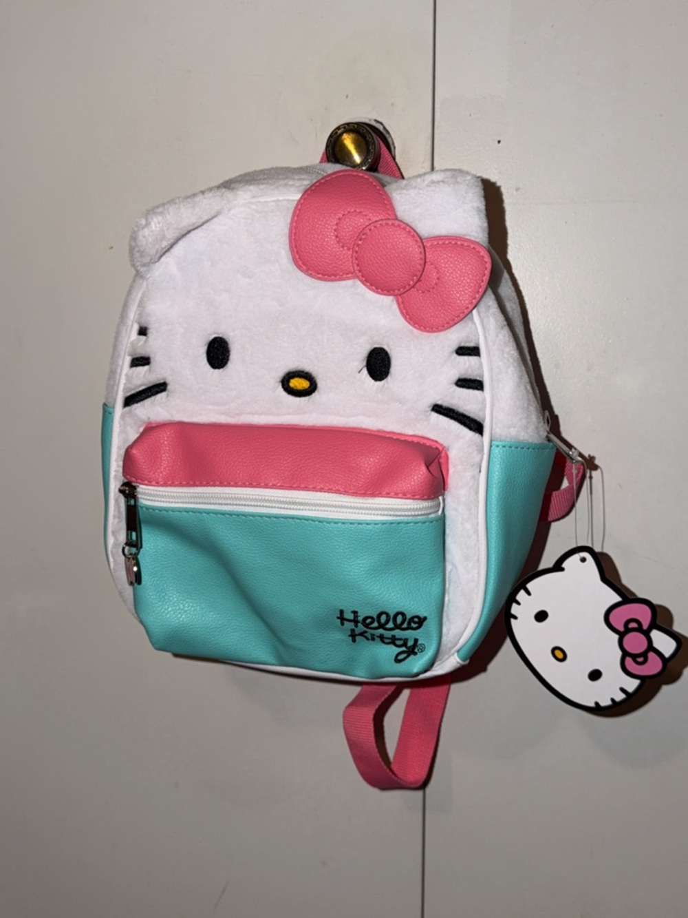 Hello Kitty Pink, Aqua & White Plush Mini Backpack